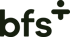 Schwarzes BFS+ Logo auf dunkelgrünem Hintergrund.