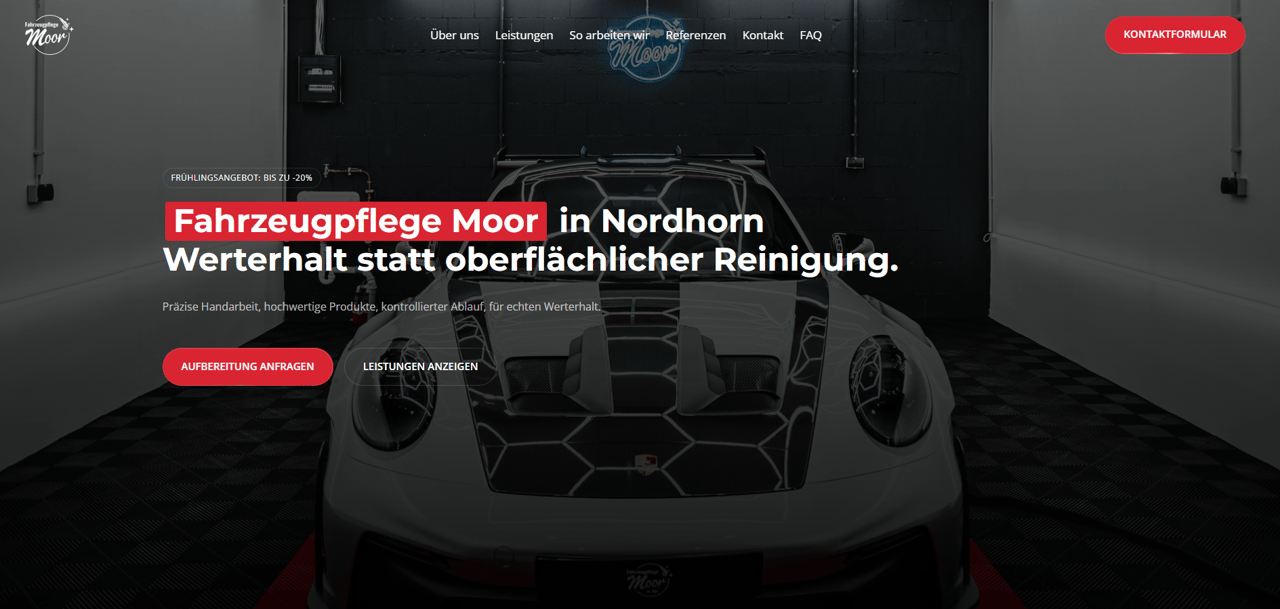 Website von Fahrzeugpflege Moor