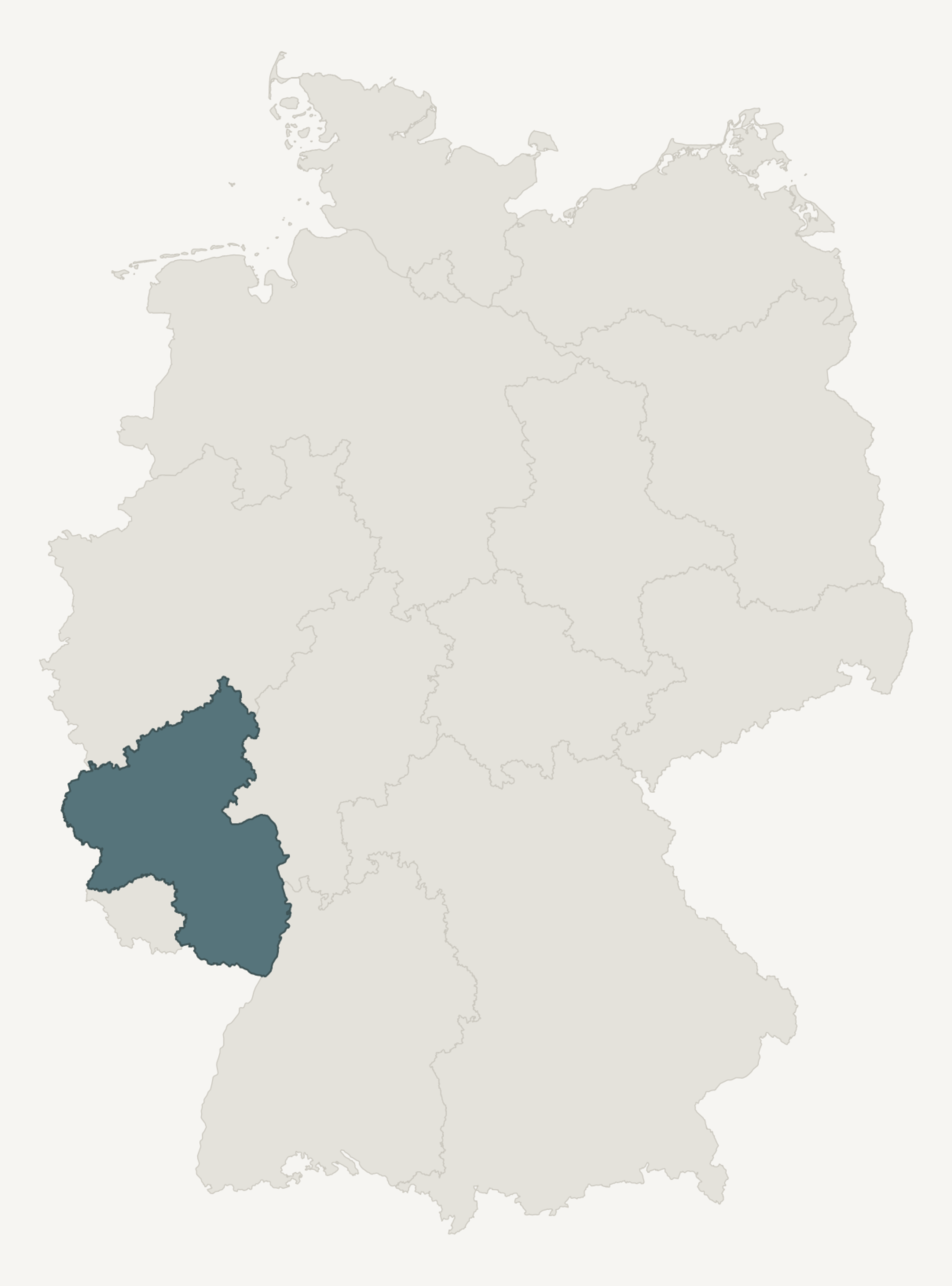 Umrisskarte von Rheinland-Pfalz innerhalb Deutschlands
