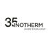 35 Jahre Inotherm Exzellenz, grauer Schriftzug auf dunkelgrünem Hintergrund.