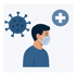 Ein Mann mit Gesichtsmaske, ein Coronavirus-Symbol und ein medizinisches Kreuz-Symbol - Krisenstab-Software Notfall- und Krisenmanager (NKM®).