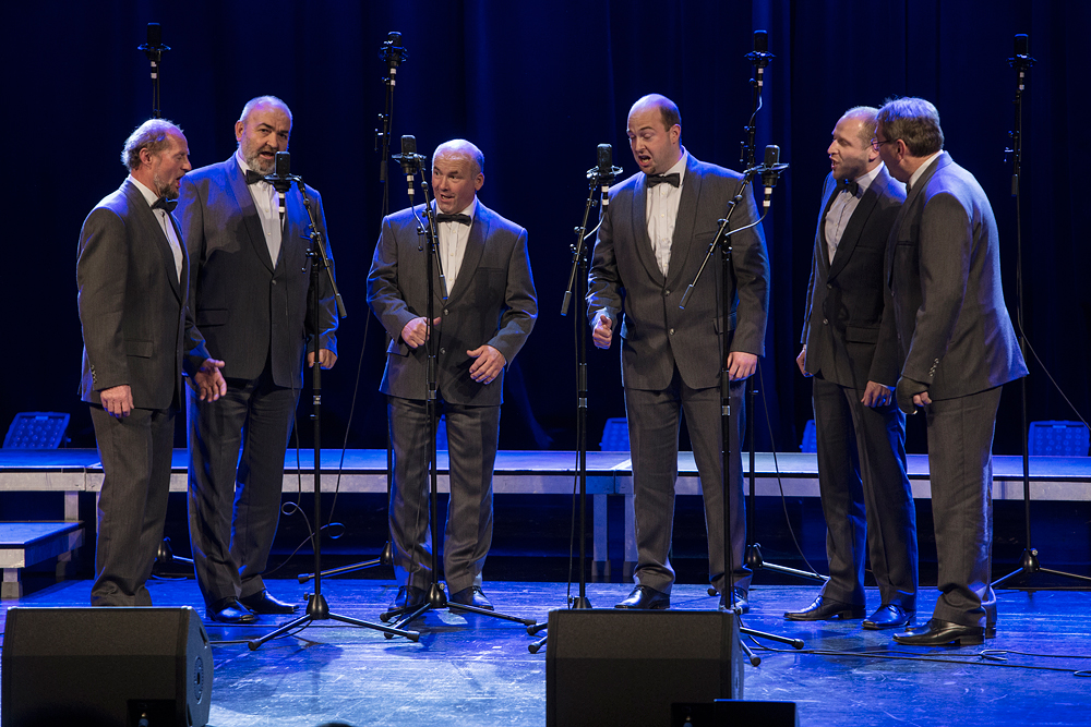 The Slovenian ensemble Fantje na vasi at the opening concert, Voices of Spirit 2015, Graz
