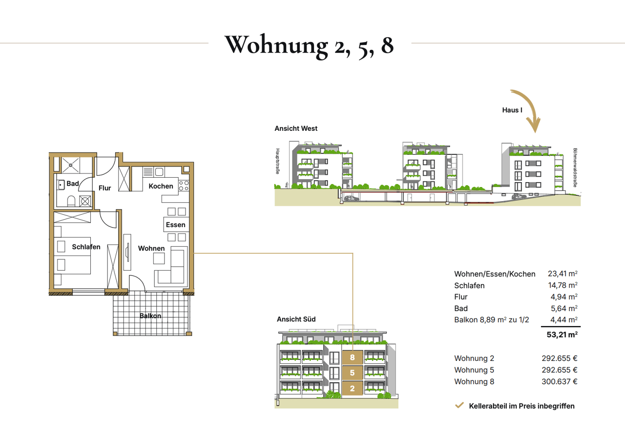 Grundriss Wohnung, Rems Living Schwäbisch Gmünd, mit Raumaufteilung und Preisangaben
