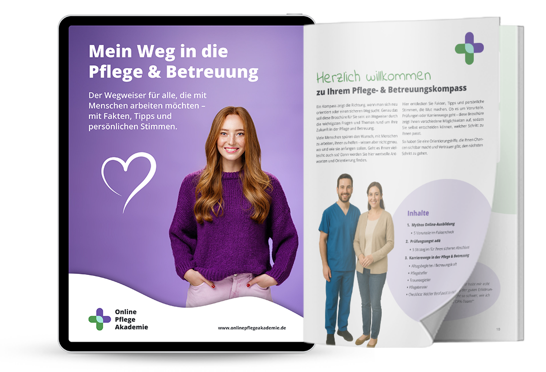 Bonus-Broschüre: Mein Weg in die Pflege & Betreuung