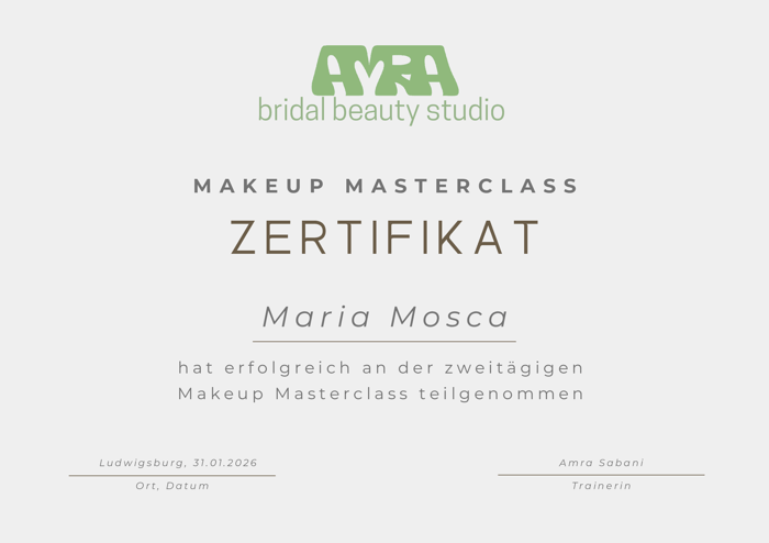 Makeup Masterclass Zertifikat