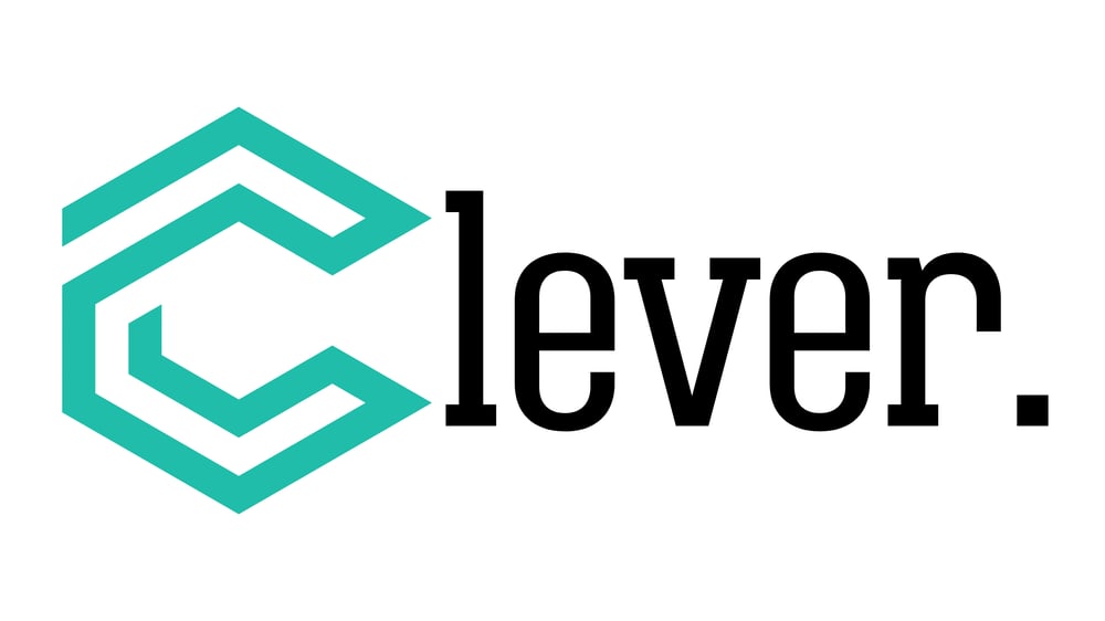 Clever-Logo mit einem türkisfarbenen C-Symbol und dem schwarzen Wort „clever.“