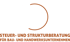 Logo mit Paragrafen-Symbol, Baukran, Gebäude und Text: Steuer- und Strukturberatung für Bau- und Handwerksunternehmen.