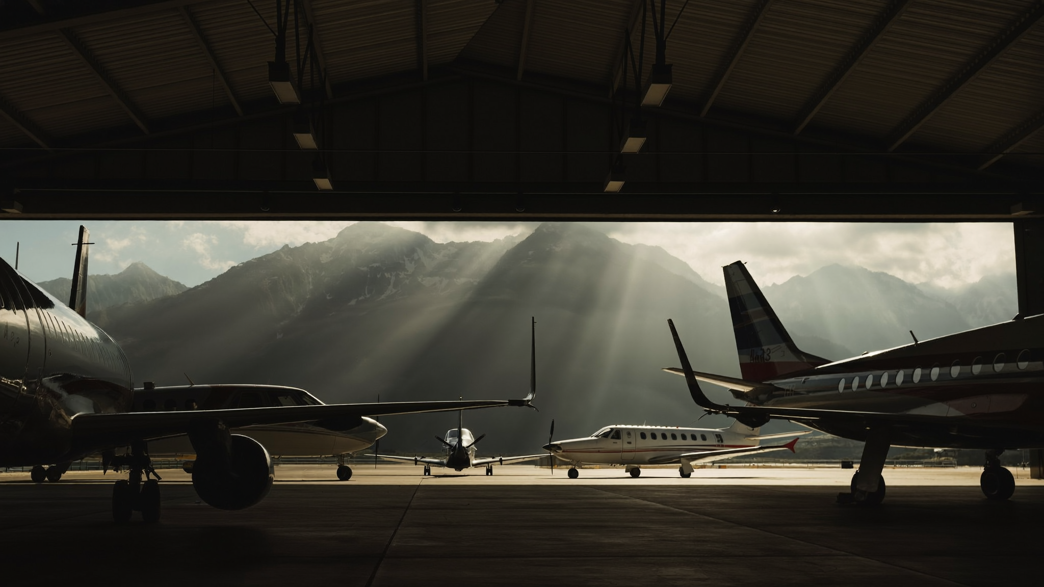 Hangar am Salzburg Airport am Morgen
