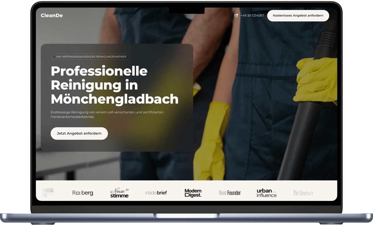 Beispiel-Webseite für ein Reinigungsunternehmen