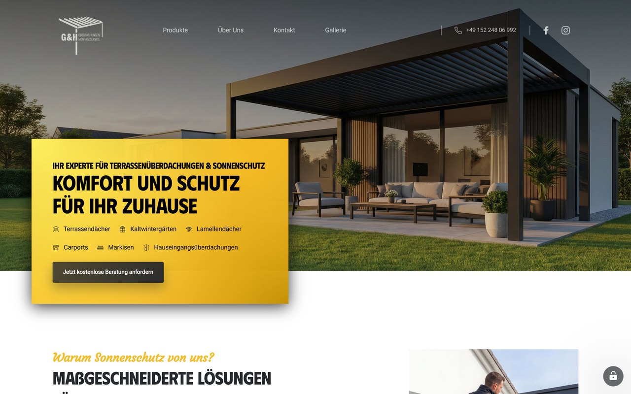 Webseite G&H Überdachungen