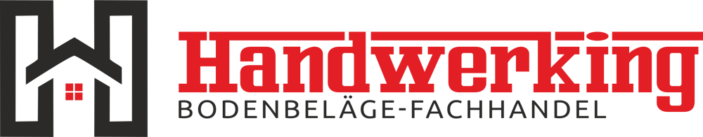 Logo mit stilisiertem H und Dach, daneben roter Text „Handwerking“