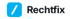 Blaues Rechteck mit weißem Schrägstrich-Symbol und dem Text \