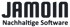 JAMOIN Logo mit dem Untertitel Nachhaltige Software in dunkelgrauer Schrift auf schwarzem Hintergrund.
