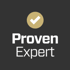 Goldenes Häkchen über dem weißen Text "Proven Expert" auf grauem Hintergrund.