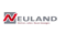 NEULAND Logo mit rotem N-Symbol und dem Slogan Wohnen. Leben. Neues bewegen. auf schwarzem Hintergrund.