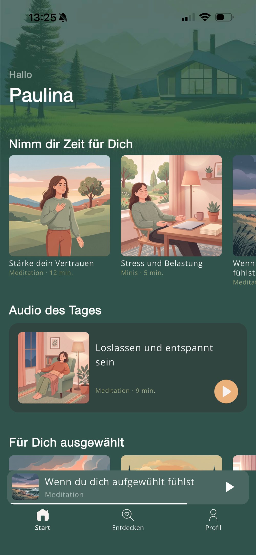 Startbildschirm der House of Peace App