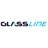 GLASSLINE-Logo mit "GLASS" in Schwarz und "LINE" in Blau.