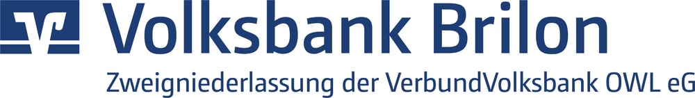 Volksbank Brilon-Büren-Salzkotten eG Logo mit dem Slogan "Meine Bank in der Region".