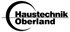 Schwarzes Logo mit den Wörtern „Haustechnik Oberland“ und einem großen Bogen, der die Schrift umgibt.