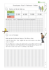 Mathematik-Einstufungstest für Klasse 5 mit Tabelle für Zahlen, deren Doppeltes und Hälfte, und zwei Textaufgaben.