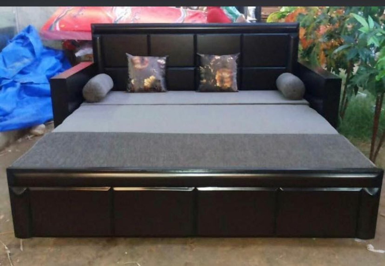 Wenge Panelled Sofa Cum Bed