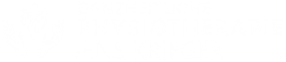 Logo der ganzheitlichen Physiotherapie Jens Krieger mit stilisierter Figur, Blattelementen und zwei Händen