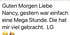 WhatsApp-Nachricht: "Guten Morgen Liebe Nancy, gestern war einfach eine Mega Stunde. Die hat mir viel gebracht. LG"
