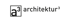 Logo von architektur³ mit dem Buchstaben a und der Ziffer 3 in einem quadratischen Rahmen auf schwarzem Hintergrund.
