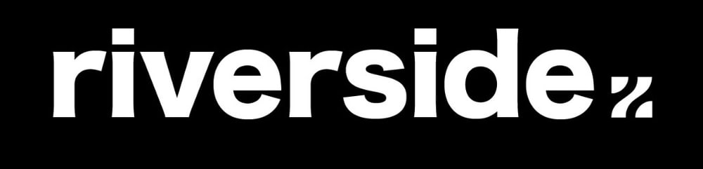 Weißer "riverside." Text auf schwarzem Hintergrund.
