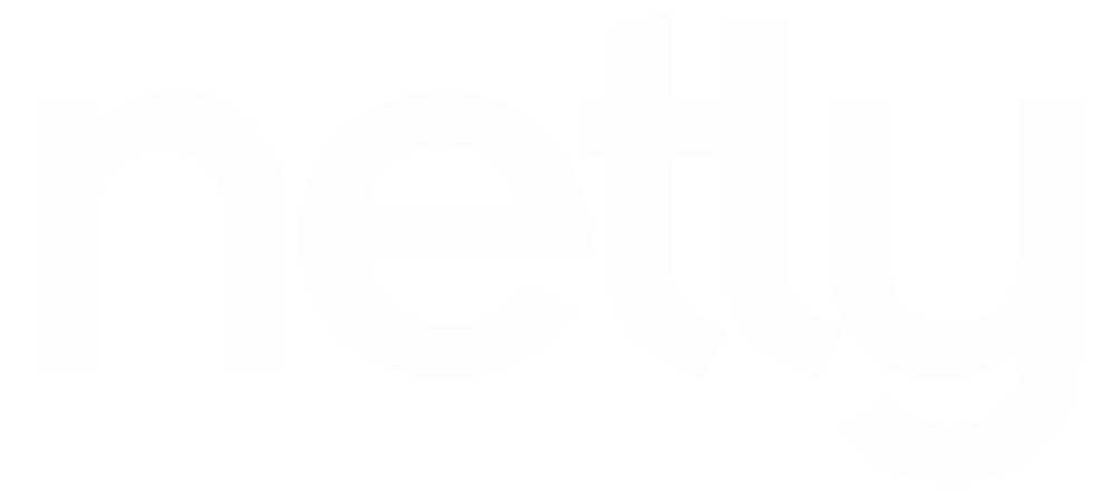 The word "netly" in white sans-serif font against a dark green background.