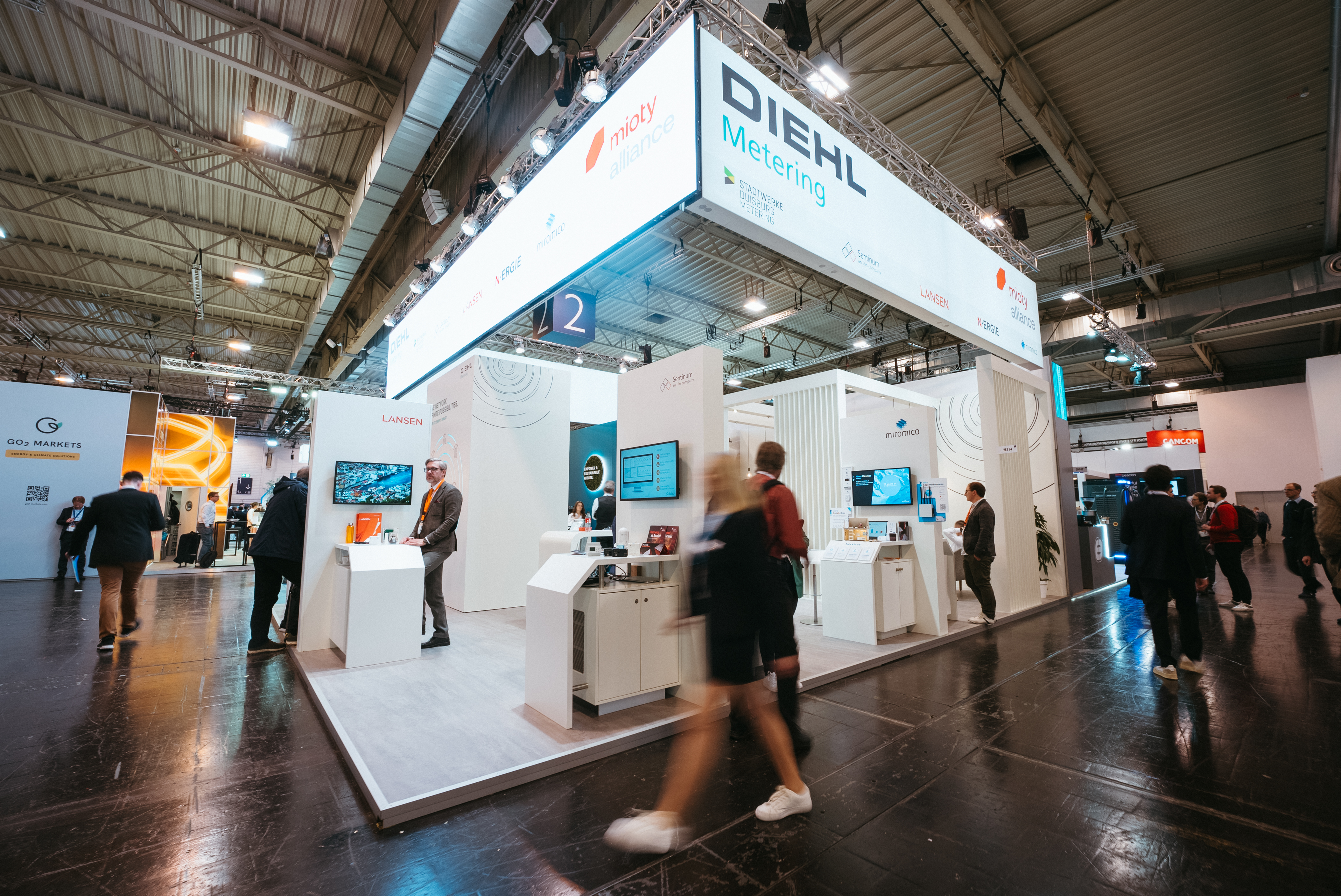 Messestand auf der Messe Frankfurt während der Produktion eines Messevideos