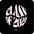 Der Text "CLASS OF 2026" ist in einem Kreis angeordnet, darunter "MUSTERSCHULE EST. 2026" auf schwarzem Hintergrund.
