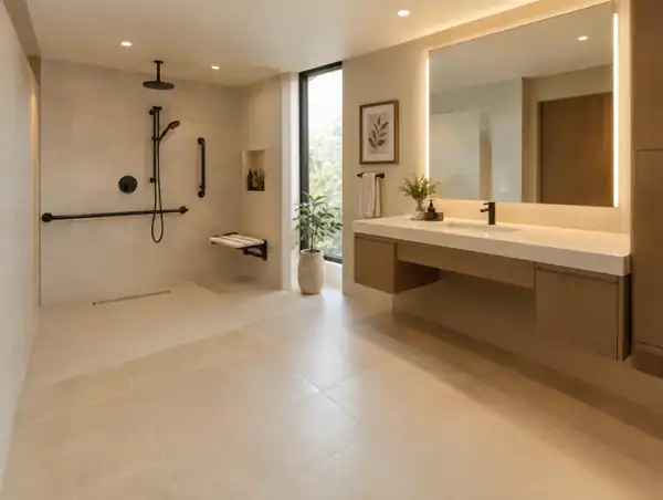 Barrierefreies Bad mit bodengleicher Dusche