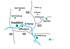 Karte von Frankfurt und Umgebung mit Städten wie Hanau, Offenbach und Aschaffenburg; ein Lieferwagen-Logo.