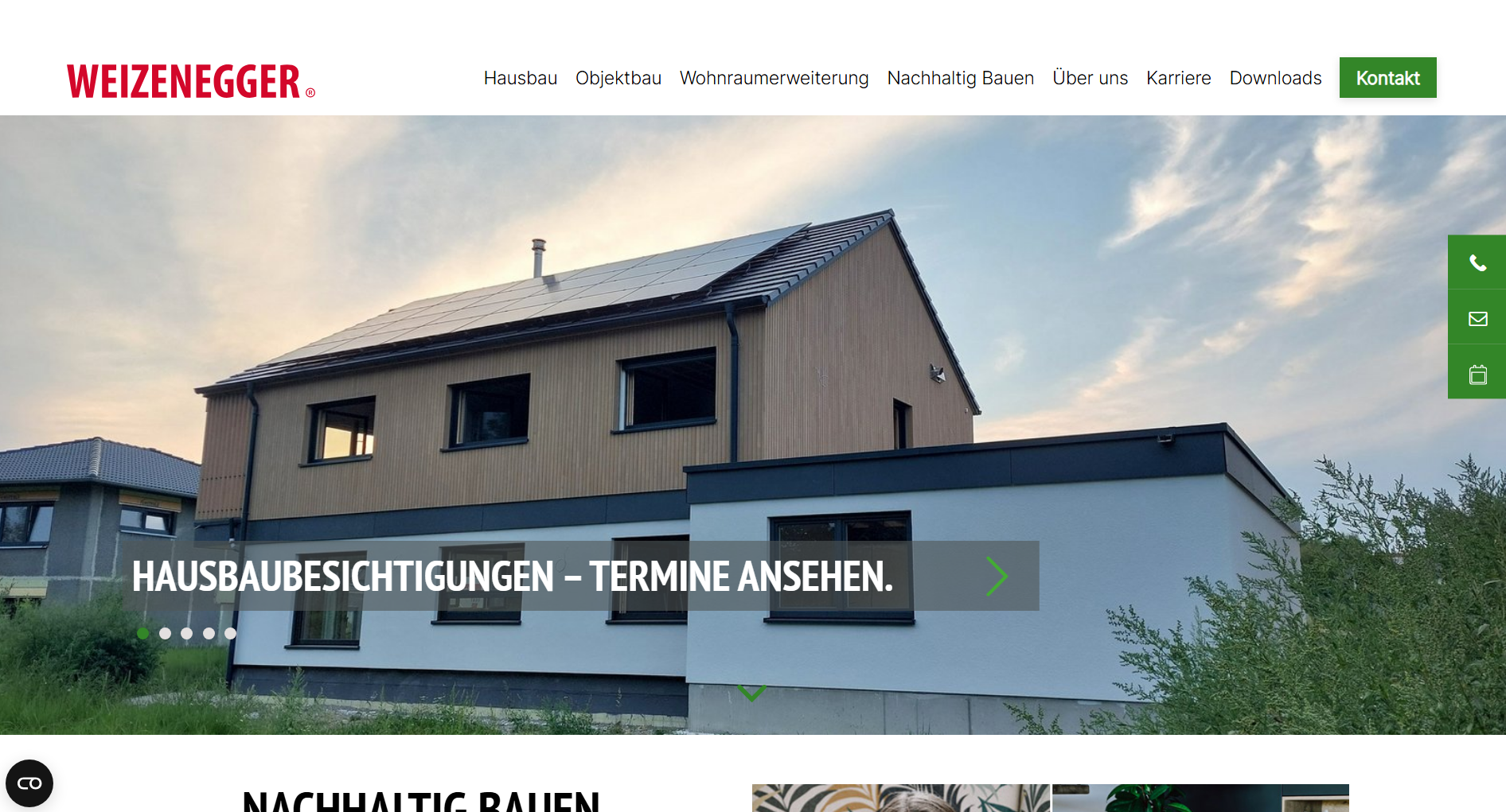 TYPO3 Website WEIZENEGGER Hausbau