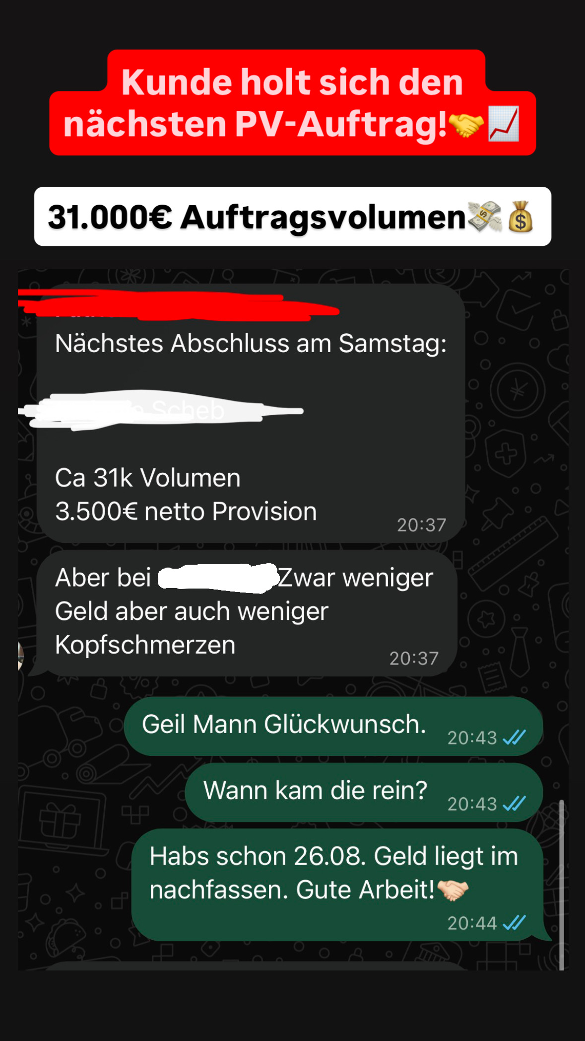 Kundenergebnis Screenshot