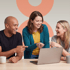 Happy clients reviewing debt relief options together