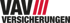 VA III Versicherungen Logo in Schwarz und Rot auf dunklem Hintergrund.