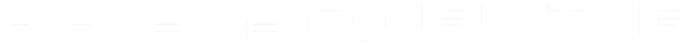 Signalia Consulting Logo in weißer, serifenloser Schrift auf schwarzem Hintergrund.