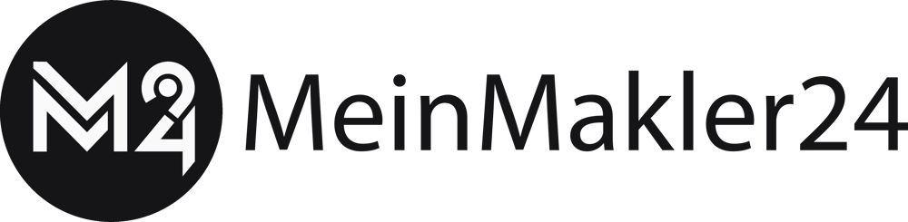 Logo von MeinMakler24 mit schwarzem Kreis und weißem "M24"-Symbol, daneben der Text "MeinMakler24".