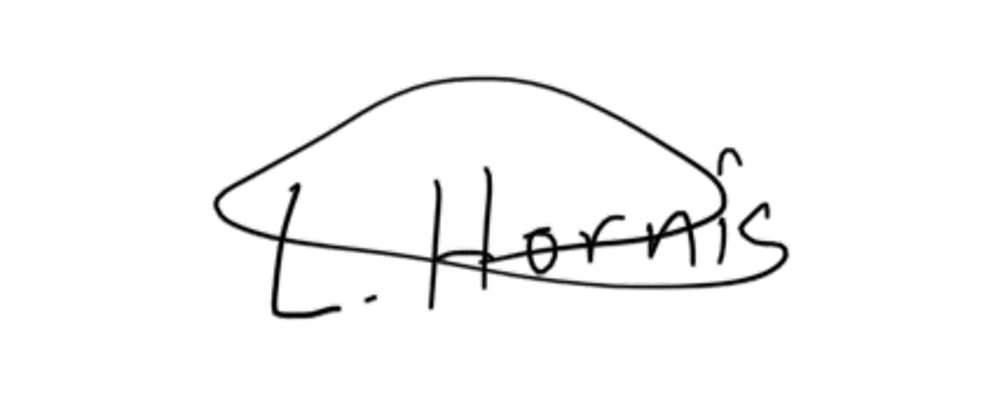 Unterschrift von L. Hornig mit einem ovalen Bogen darüber.