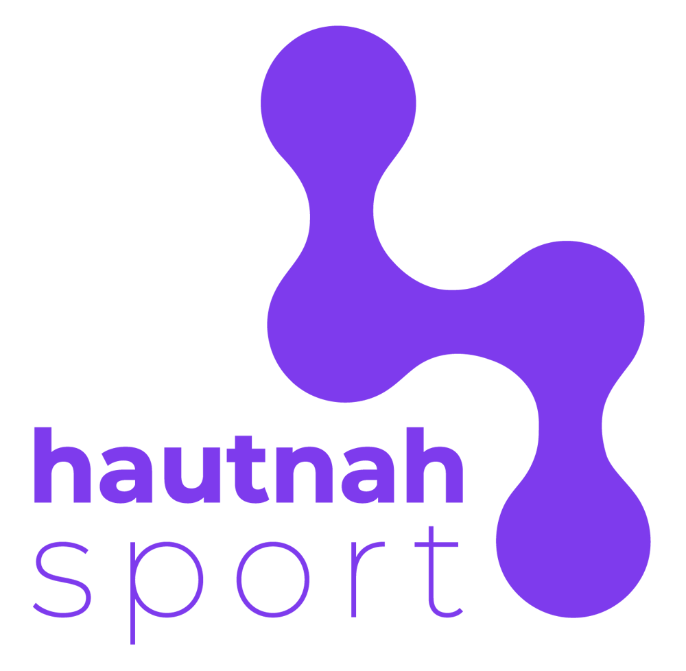 Logo: "haut nad sport", daneben Zahnrad und Text "20 EMS-PERSONALTRAINING" in einem Halbkreis.