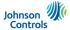 Johnson Controls Logo mit blauem Text und einem stilisierten Globus aus blauen und grünen Streifen.