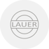 Grauer Kreis mit dem Wort "LAUER" in einem doppelten Kreisrahmen auf hellgrauem Hintergrund.
