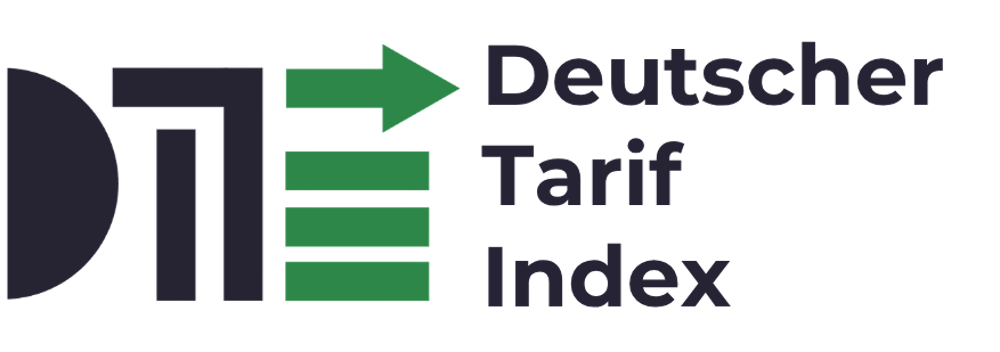 Logo des Deutschen Tarif Index mit dunkelgrauem Text und grünen grafischen Elementen auf schwarzem Hintergrund.