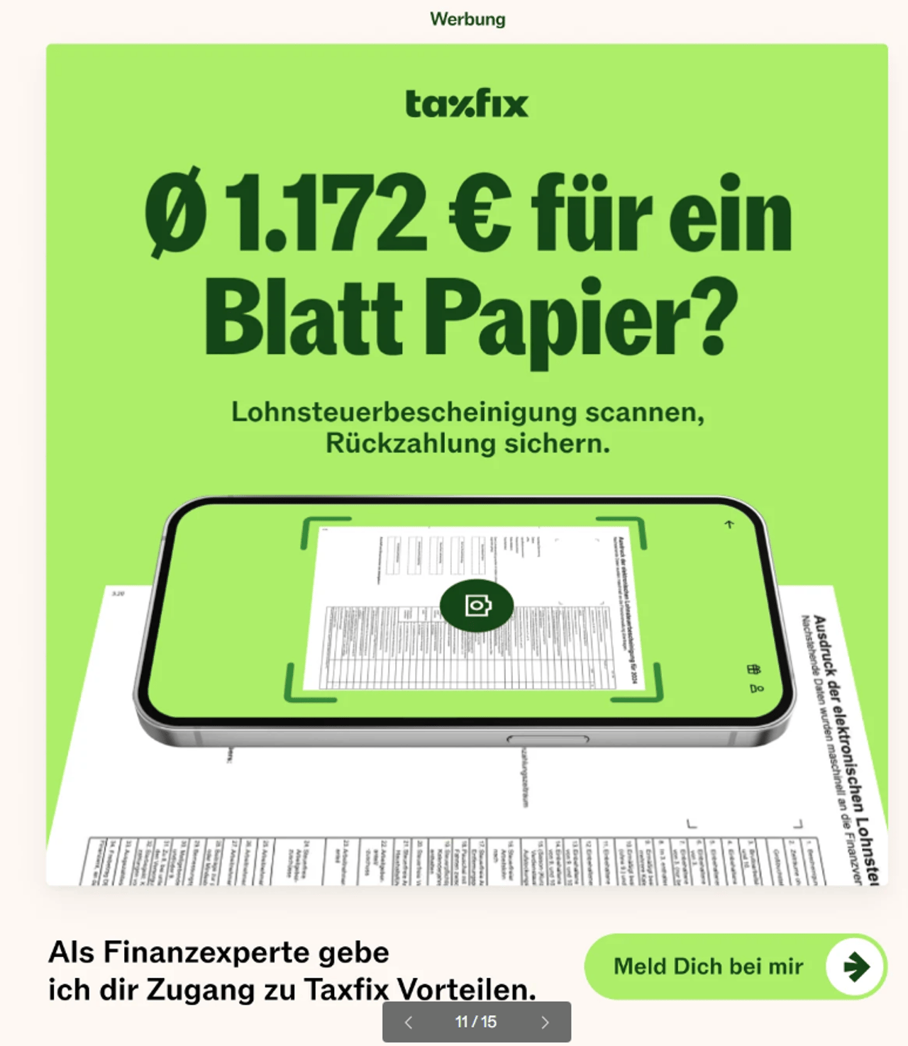 Taxfix: Lohnsteuerbescheinigung scannen