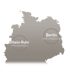 Deutschlandkarte mit Rhein-Ruhr Metropolregion und Berlin und Umgebung markiert.