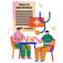 ilustration of two people talking about health insurance