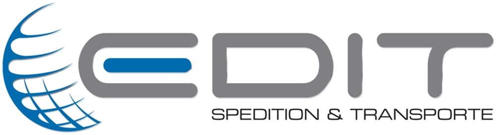 Logo von EDIT Spedition & Transporte mit einem stilisierten blauen Globus links.