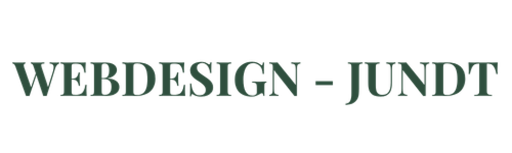 Goldener Text "WEBDESIGN - JUNDT" auf dunkelgrünem Hintergrund.